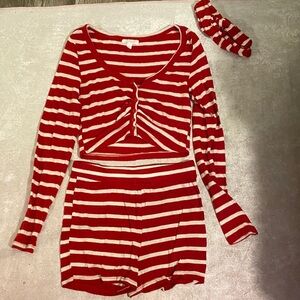 Red and White Striped Two-Piece Set